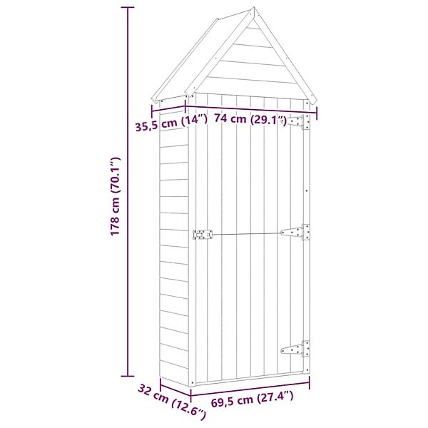 VIDAXL - vidaXL Abri à outils de jardin et porte 69,5x32x178cm Pinède imprégnée - large