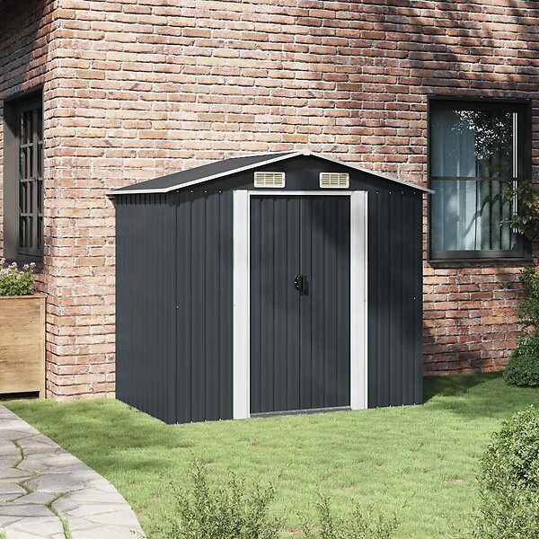 VIDAXL - vidaXL Abri de stockage pour jardin Anthracite Acier 204x132x186 cm - large