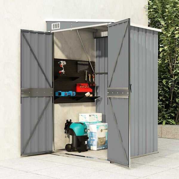 VIDAXL - vidaXL Remise de jardin murale Gris 118x100x178 cm Acier galvanisé - large