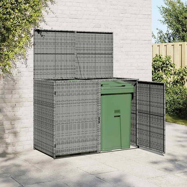 VIDAXL - vidaXL Abri de poubelle double Résine tressée Anthracite 148x77x111cm - large