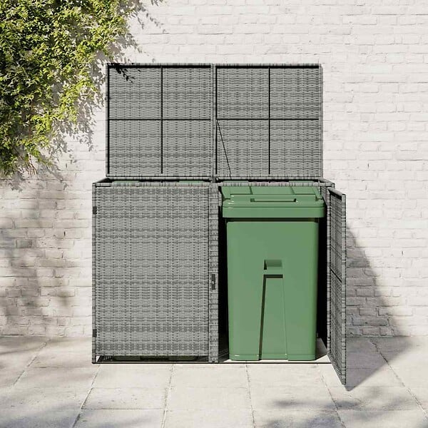 VIDAXL - vidaXL Abri de poubelle double Résine tressée Anthracite 148x77x111cm - large