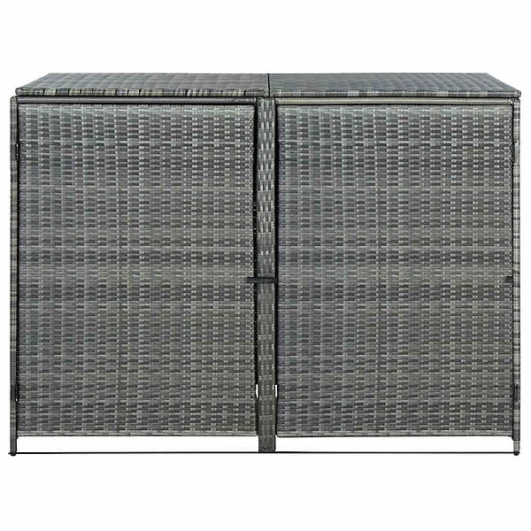 VIDAXL - vidaXL Abri de poubelle double Résine tressée Anthracite 148x77x111cm - large
