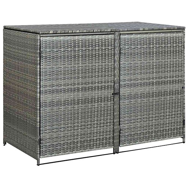 VIDAXL - vidaXL Abri de poubelle double Résine tressée Anthracite 148x77x111cm - large