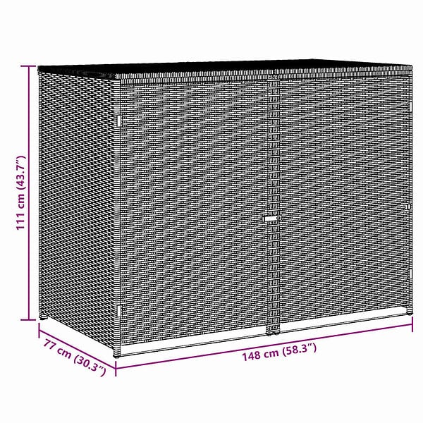 VIDAXL - vidaXL Abri de poubelle double Résine tressée Anthracite 148x77x111cm - large
