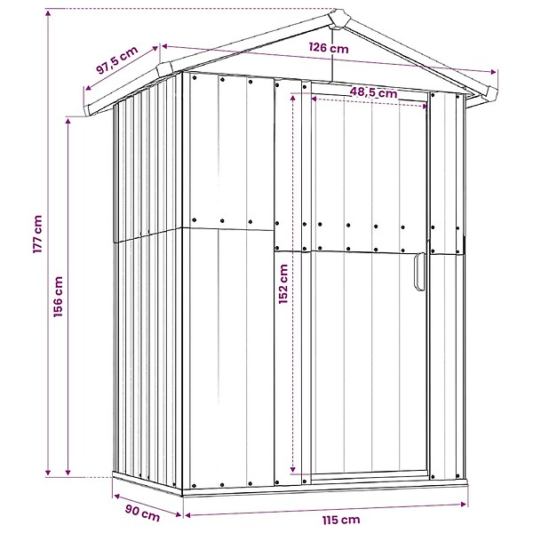VIDAXL - vidaXL Abri de jardin Gris 126x97,5x177 cm Acier galvanisé - large