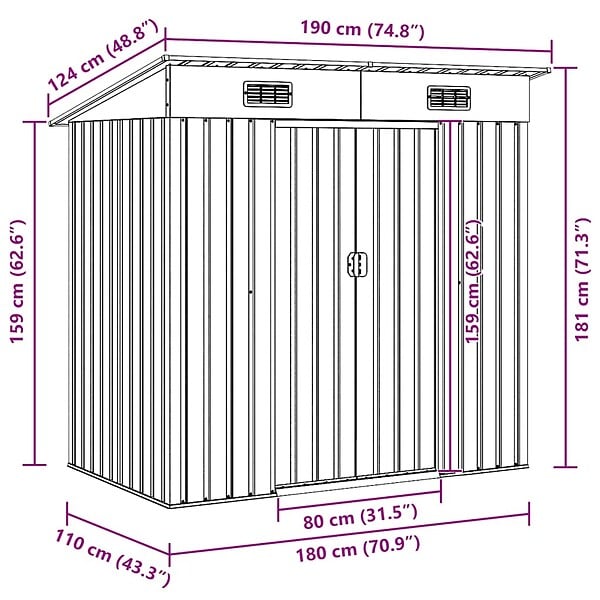 VIDAXL - vidaXL Abri de jardin Métal Gris - large