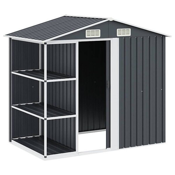 VIDAXL - vidaXL Abri de jardin avec étagère Anthracite 205x130x183 cm Fer - large