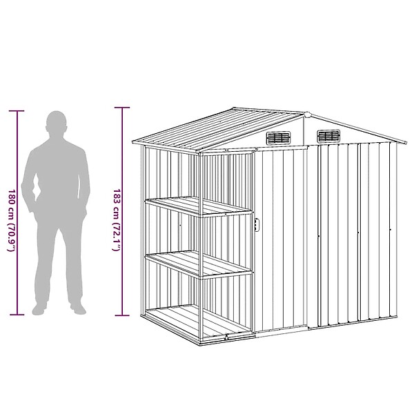 VIDAXL - vidaXL Abri de jardin avec étagère Anthracite 205x130x183 cm Fer - large