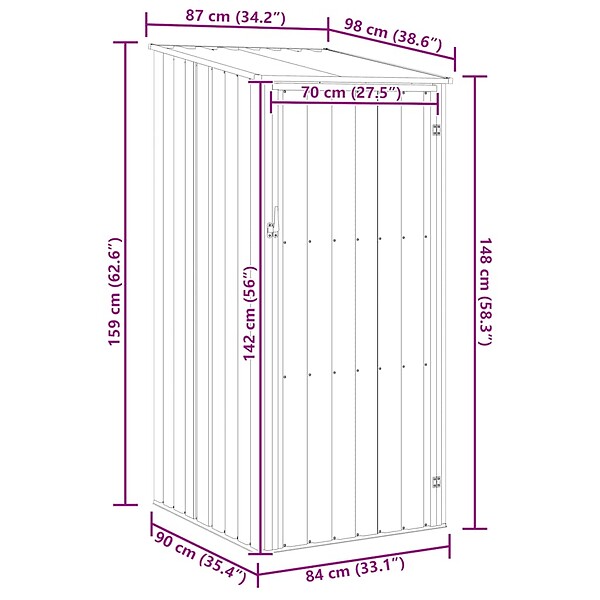 VIDAXL - vidaXL Abri de jardin Gris 87x98x159 cm Acier galvanisé - large
