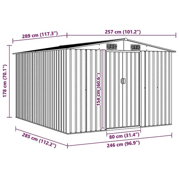 VIDAXL - vidaXL Abri de jardin 257x298x178 cm Métal Vert - large