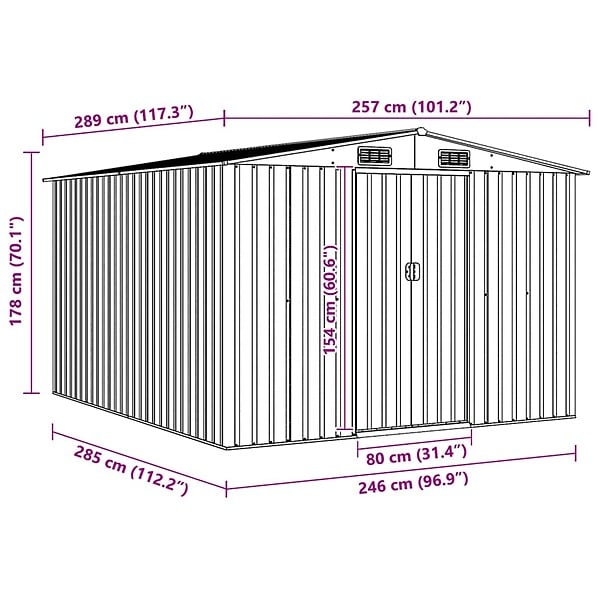 VIDAXL - vidaXL Abri de jardin 257x298x178 cm Métal Gris - large