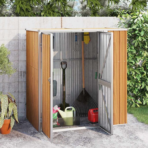VIDAXL - vidaXL Abri à outils de jardin marron 161x89x161 cm acier galvanisé - large