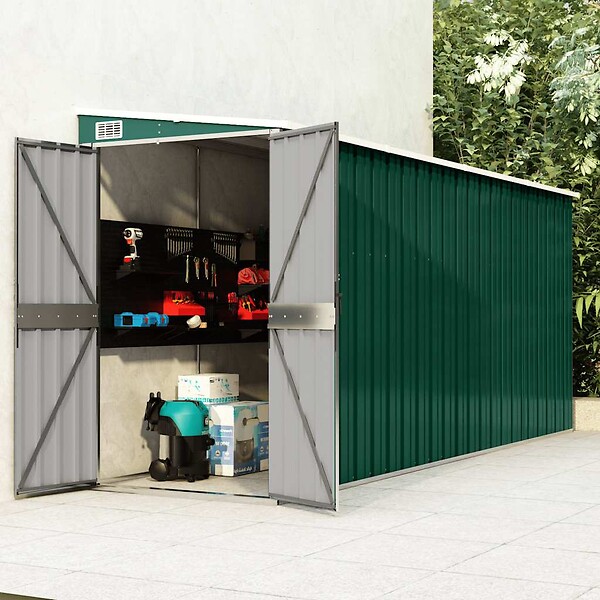 VIDAXL - vidaXL Abri de jardin mural Vert 118x382x178 cm Acier galvanisé - large