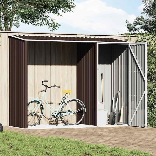 VIDAXL - vidaXL Abri à bois de jardin Marron 245x98x159 cm Acier galvanisé - large
