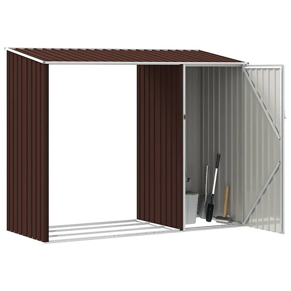 VIDAXL - vidaXL Abri à bois de jardin Marron 245x98x159 cm Acier galvanisé - large
