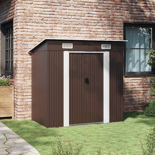 VIDAXL - vidaXL Abri de stockage pour jardin Marron 194x121x181 cm Acier - large
