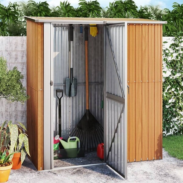VIDAXL - vidaXL Abri de jardin 180,5x97x209,5 cm acier galvanisé aspect bois - large