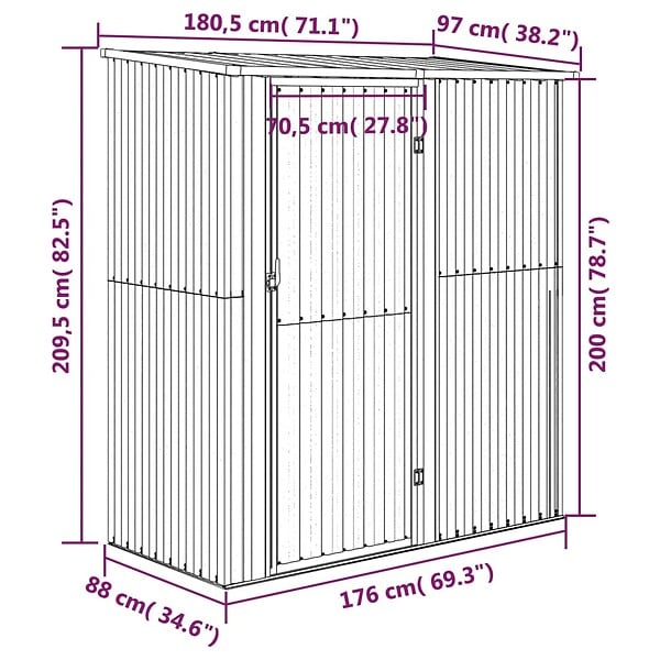 VIDAXL - vidaXL Abri de jardin 180,5x97x209,5 cm acier galvanisé aspect bois - large