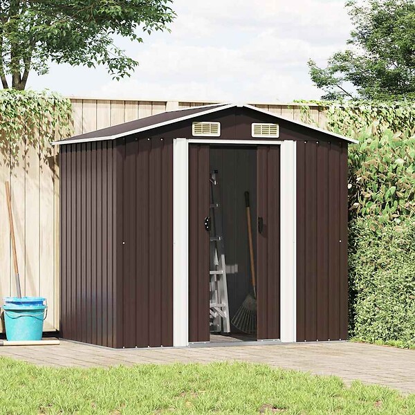 VIDAXL - vidaXL Abri de stockage pour jardin Marron 204x132x186 cm Acier - large
