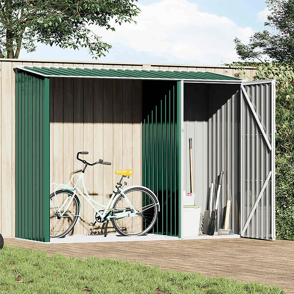 VIDAXL - vidaXL Abri à bois de jardin Vert 245x98x159 cm Acier galvanisé - large