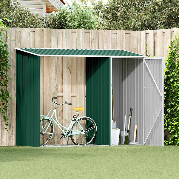 VIDAXL - vidaXL Abri à bois de jardin Vert 245x98x159 cm Acier galvanisé - large