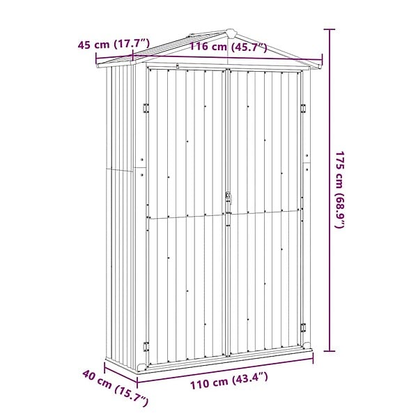 VIDAXL - vidaXL Abri de jardin Anthracite 116x45x175 cm Acier galvanisé - large