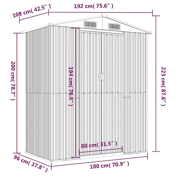 VIDAXL - vidaXL Abri de jardin Marron clair 192x108x223 cm Acier galvanisé - large