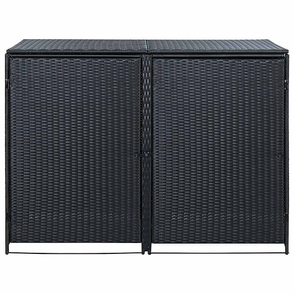 VIDAXL - vidaXL Abris pour poubelle double Résine tressée Noir 148x80x111 cm - large