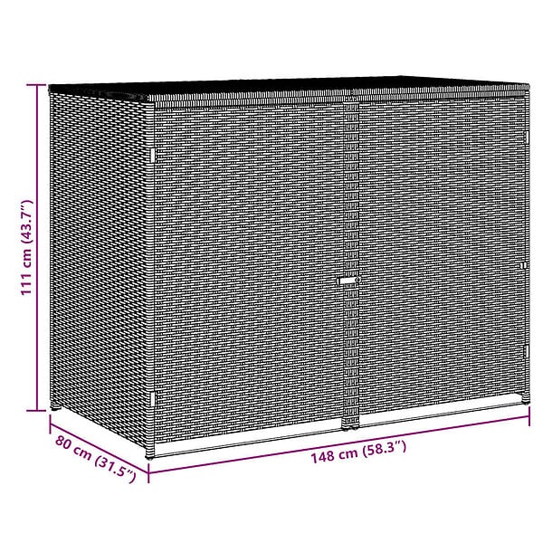 VIDAXL - vidaXL Abris pour poubelle double Résine tressée Noir 148x80x111 cm - large