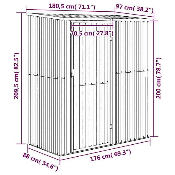 VIDAXL - vidaXL Abri de jardin Vert 180,5x97x209,5 cm Acier galvanisé - large