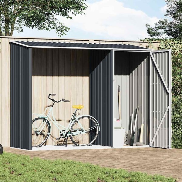 VIDAXL - vidaXL Abri à bois de jardin Anthracite 245x98x159 cm Acier galvanisé - large