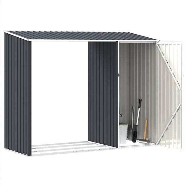 VIDAXL - vidaXL Abri à bois de jardin Anthracite 245x98x159 cm Acier galvanisé - large