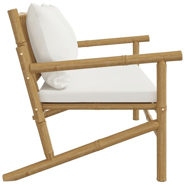 VIDAXL - vidaXL Banc de jardin avec coussins blanc crème bambou - large