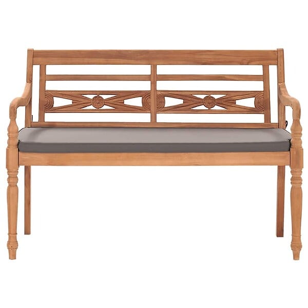VIDAXL - vidaXL Banc Batavia avec coussin gris foncé 120 cm Bois de teck massif - large