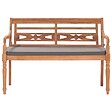 VIDAXL - vidaXL Banc Batavia avec coussin gris foncé 120 cm Bois de teck massif - vignette