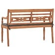 VIDAXL - vidaXL Banc Batavia avec coussin gris foncé 120 cm Bois de teck massif - vignette