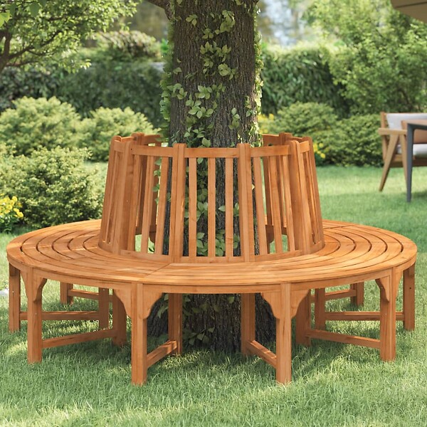 VIDAXL - vidaXL Banc de tour d'arbre rond Ø208 cm bois massif eucalyptus - large