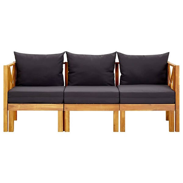 VIDAXL - vidaXL Banc de jardin 3 places et coussins 179 cm Bois d'acacia massif - large