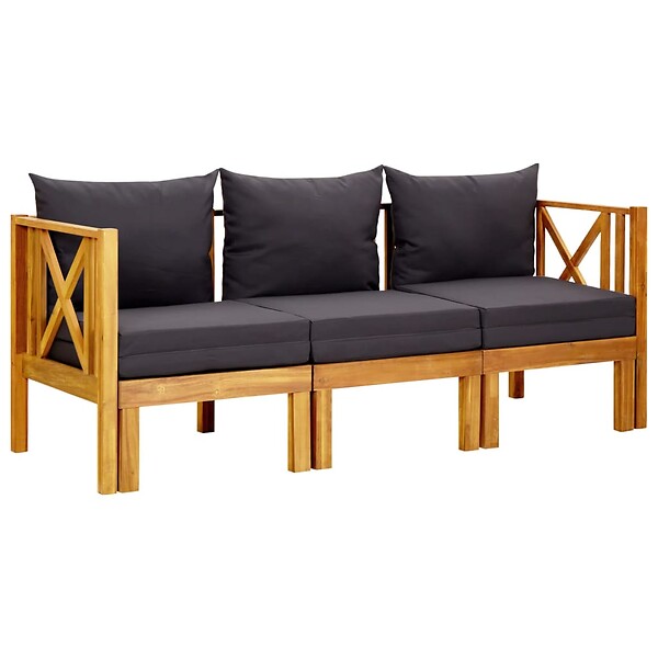 VIDAXL - vidaXL Banc de jardin 3 places et coussins 179 cm Bois d'acacia massif - large