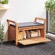 VIDAXL - vidaXL Banc de rangement de jardin avec coussin 91 cm Bois d'acacia - vignette