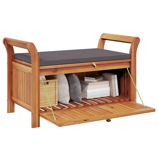 VIDAXL - vidaXL Banc de rangement de jardin avec coussin 91 cm Bois d'acacia - large