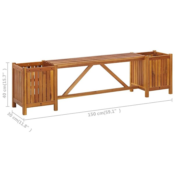 VIDAXL - vidaXL Banc de jardin avec 2 jardinières 150x30x40 cm Bois d'acacia - large
