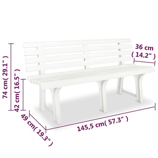 VIDAXL - vidaXL Banc de jardin 145,5 cm Plastique Blanc - large