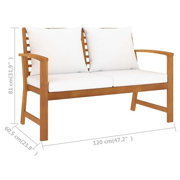 VIDAXL - vidaXL Banc de jardin avec coussin crème 120 cm Bois solide d'acacia - large