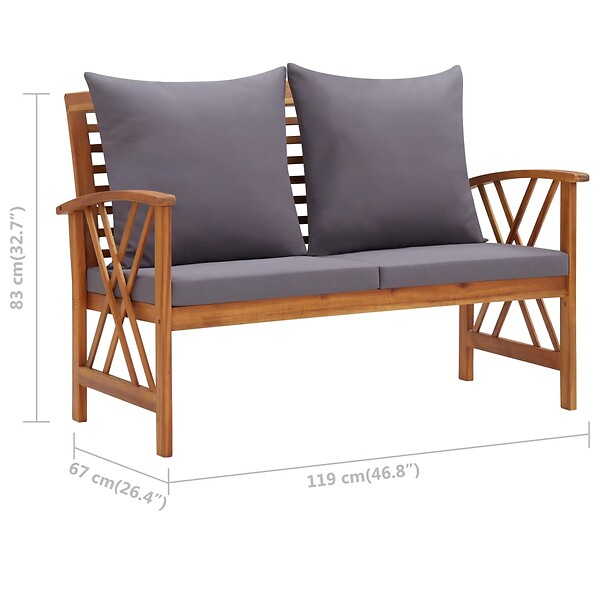 VIDAXL - vidaXL Banc de jardin avec coussins 119 cm Bois solide d'acacia - large