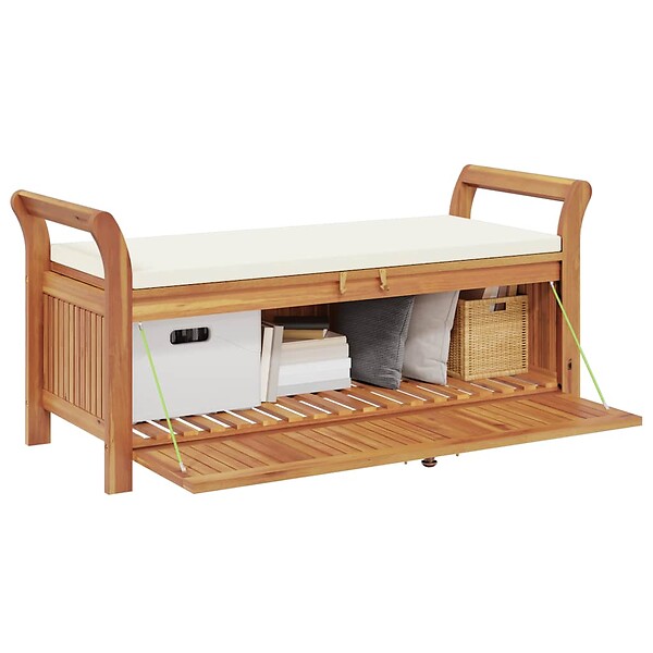 VIDAXL - vidaXL Banc de rangement de jardin avec coussin 126 cm Bois d'acacia - large