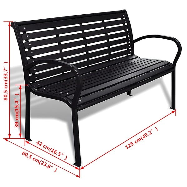 VIDAXL - vidaXL Banc de jardin 125 cm acier et WPC noir - large