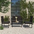 VIDAXL - vidaXL Banc de jardin avec coussins noir 106 cm résine tressée - vignette
