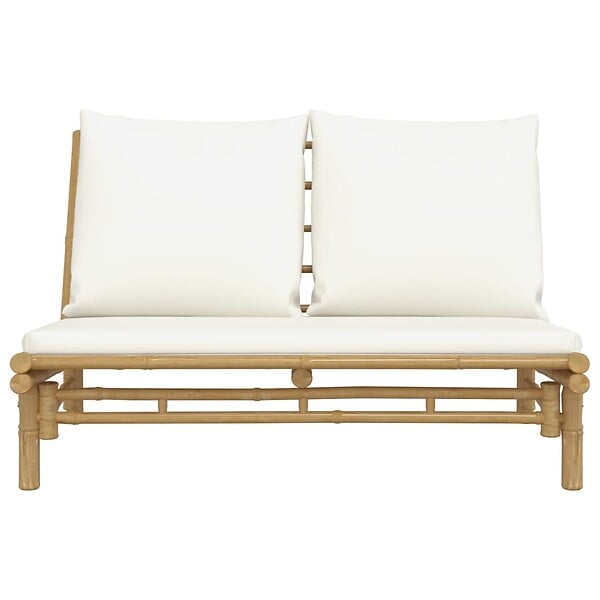 VIDAXL - vidaXL Banc de jardin avec coussins blanc crème bambou - large