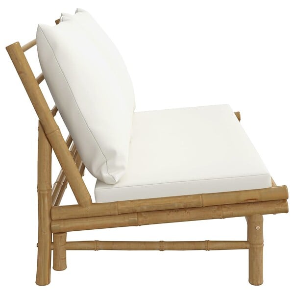 VIDAXL - vidaXL Banc de jardin avec coussins blanc crème bambou - large